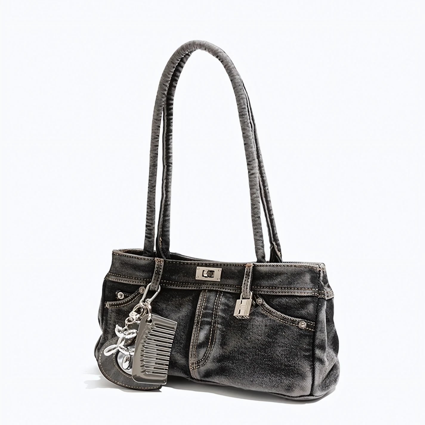 Sidewalk Muse - Washed Denim Baguette