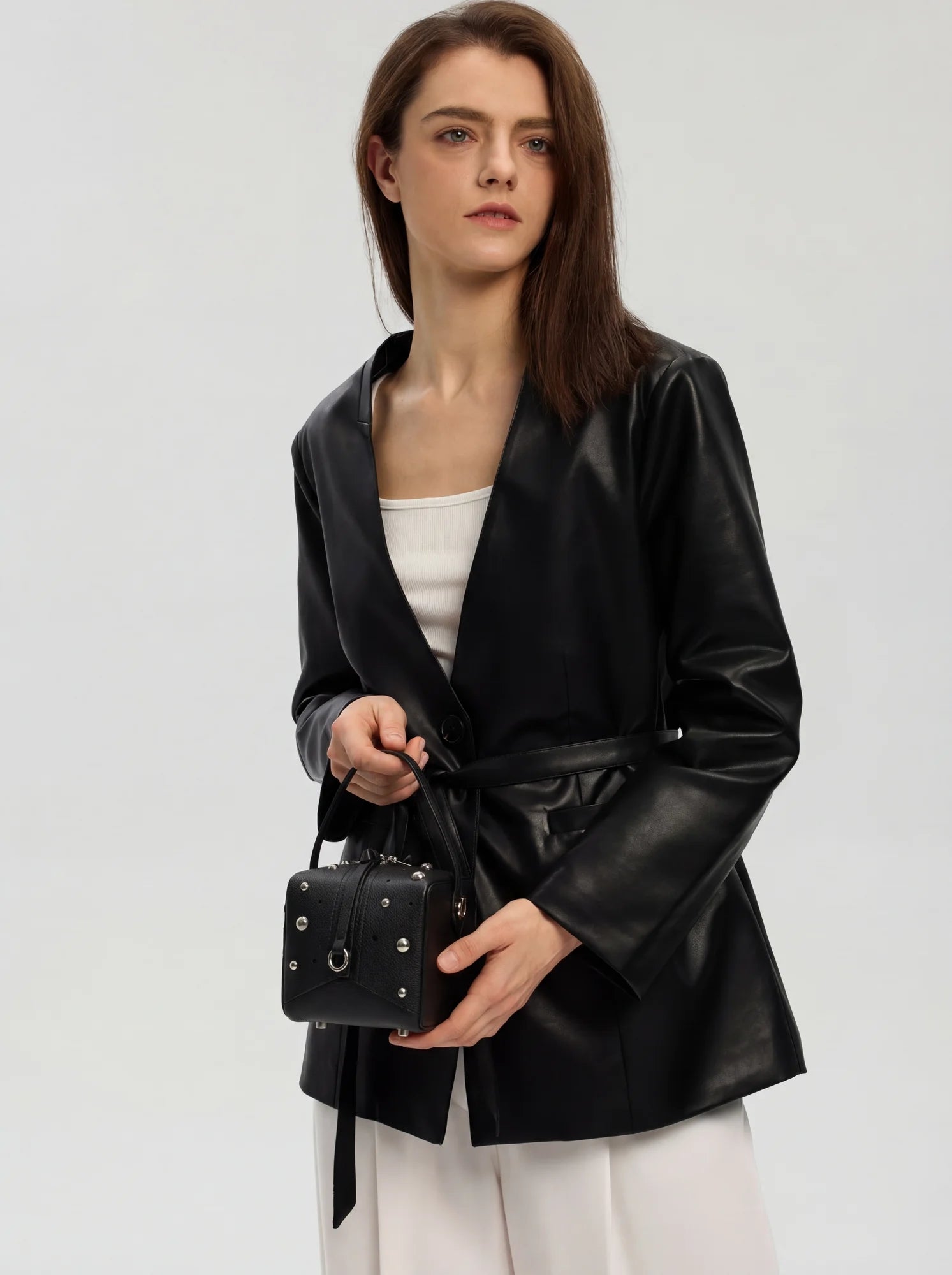 The Midnight Cube · Studded Sheepskin Box Bag