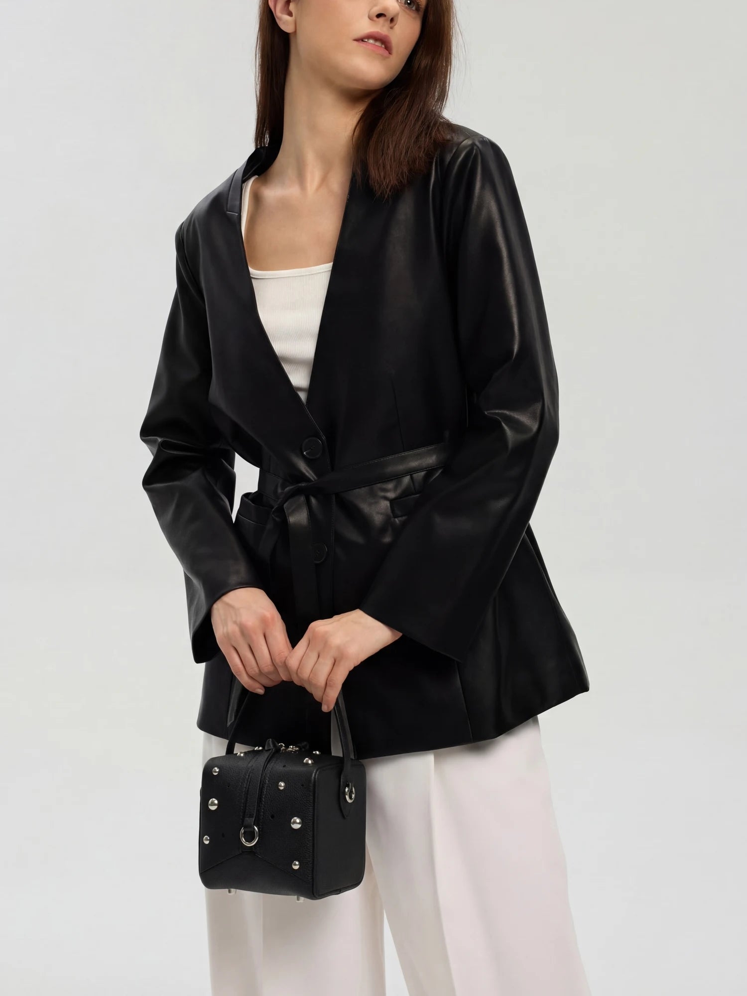 The Midnight Cube · Studded Sheepskin Box Bag