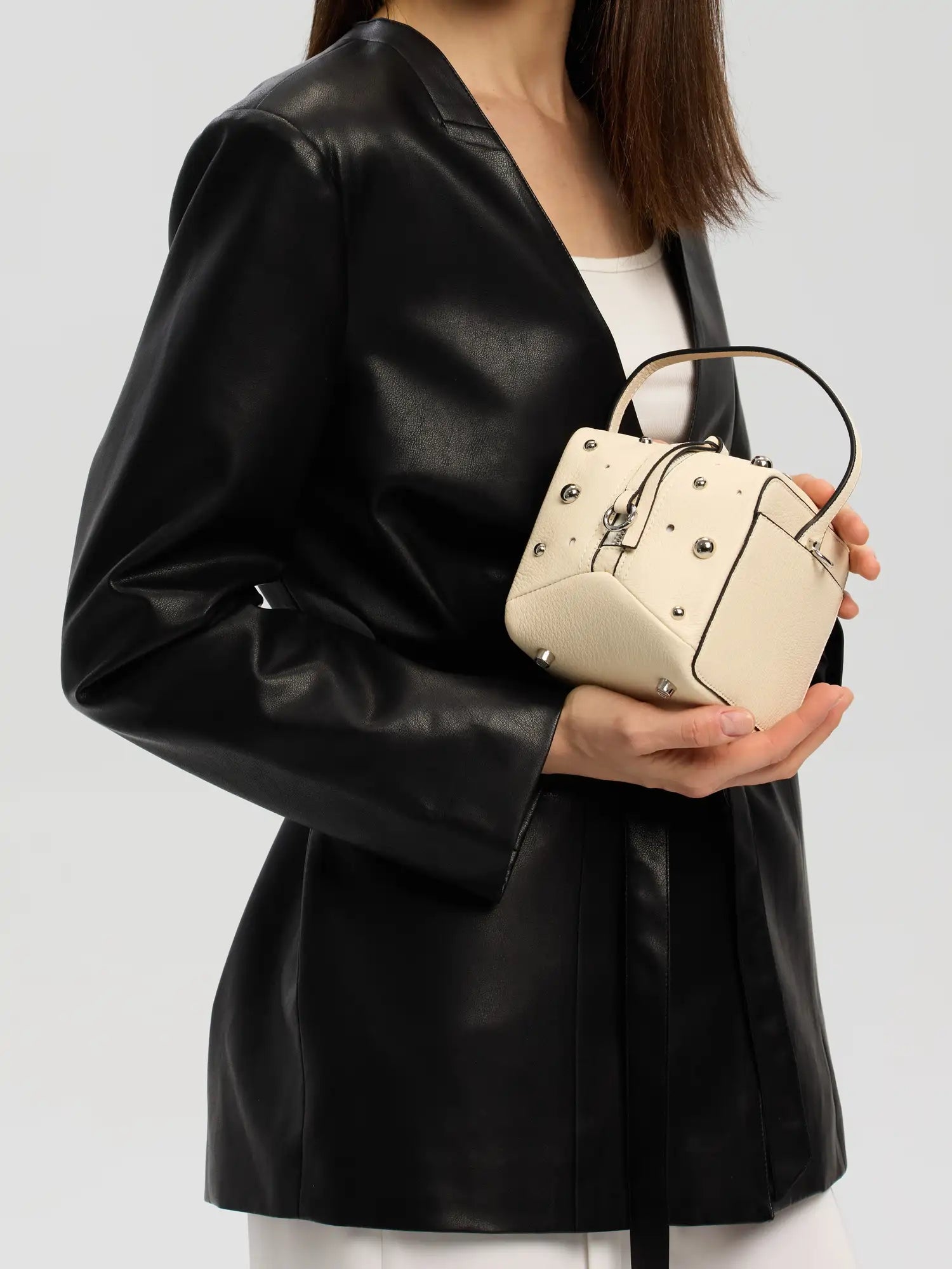 The Frost Cube · Studded Sheepskin Box Bag