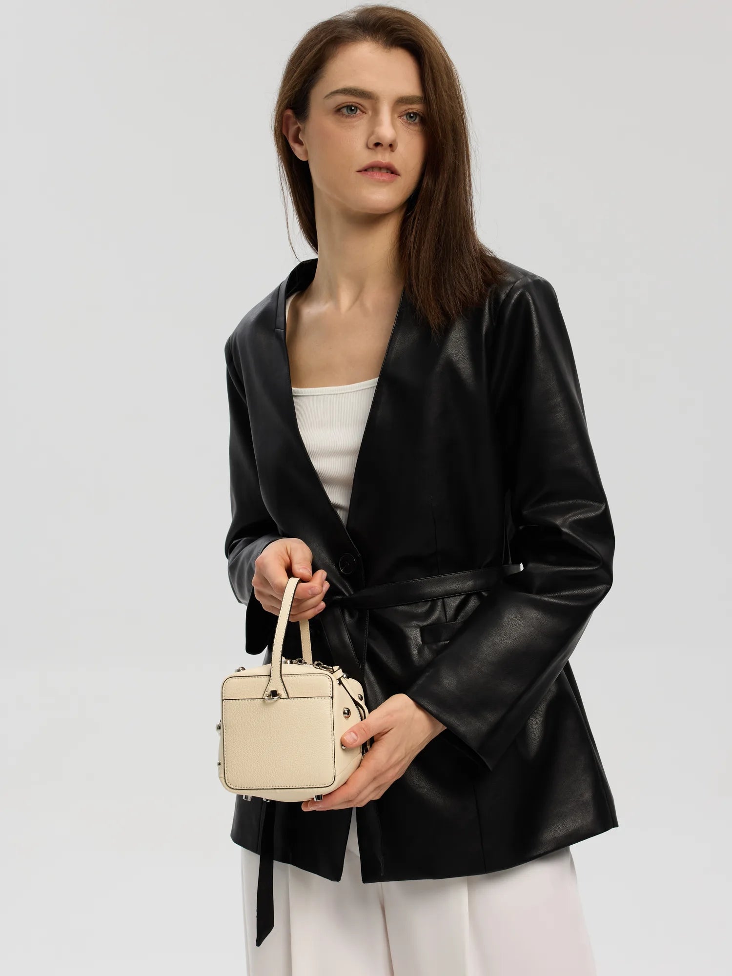 The Frost Cube · Studded Sheepskin Box Bag