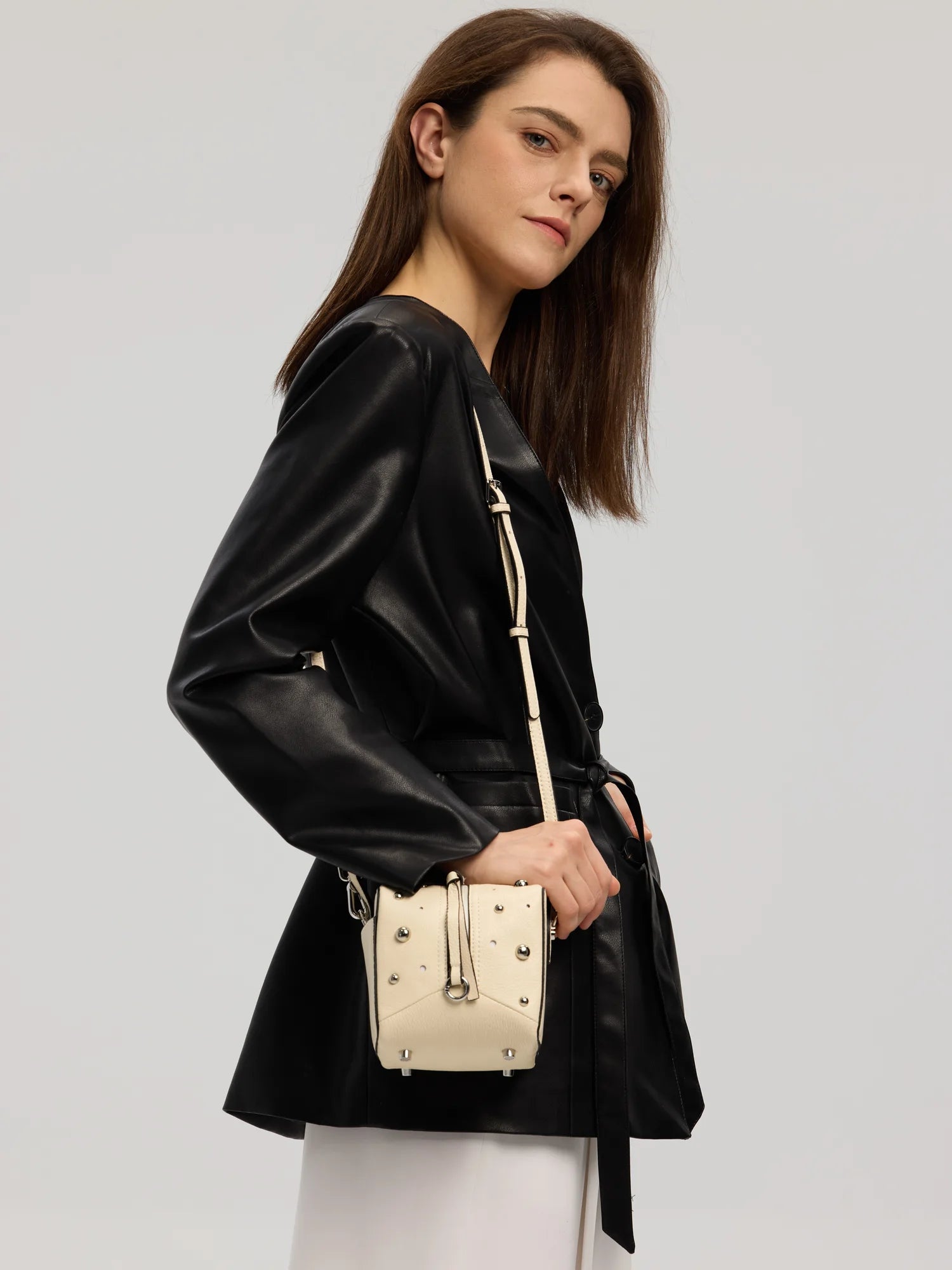 The Frost Cube · Studded Sheepskin Box Bag