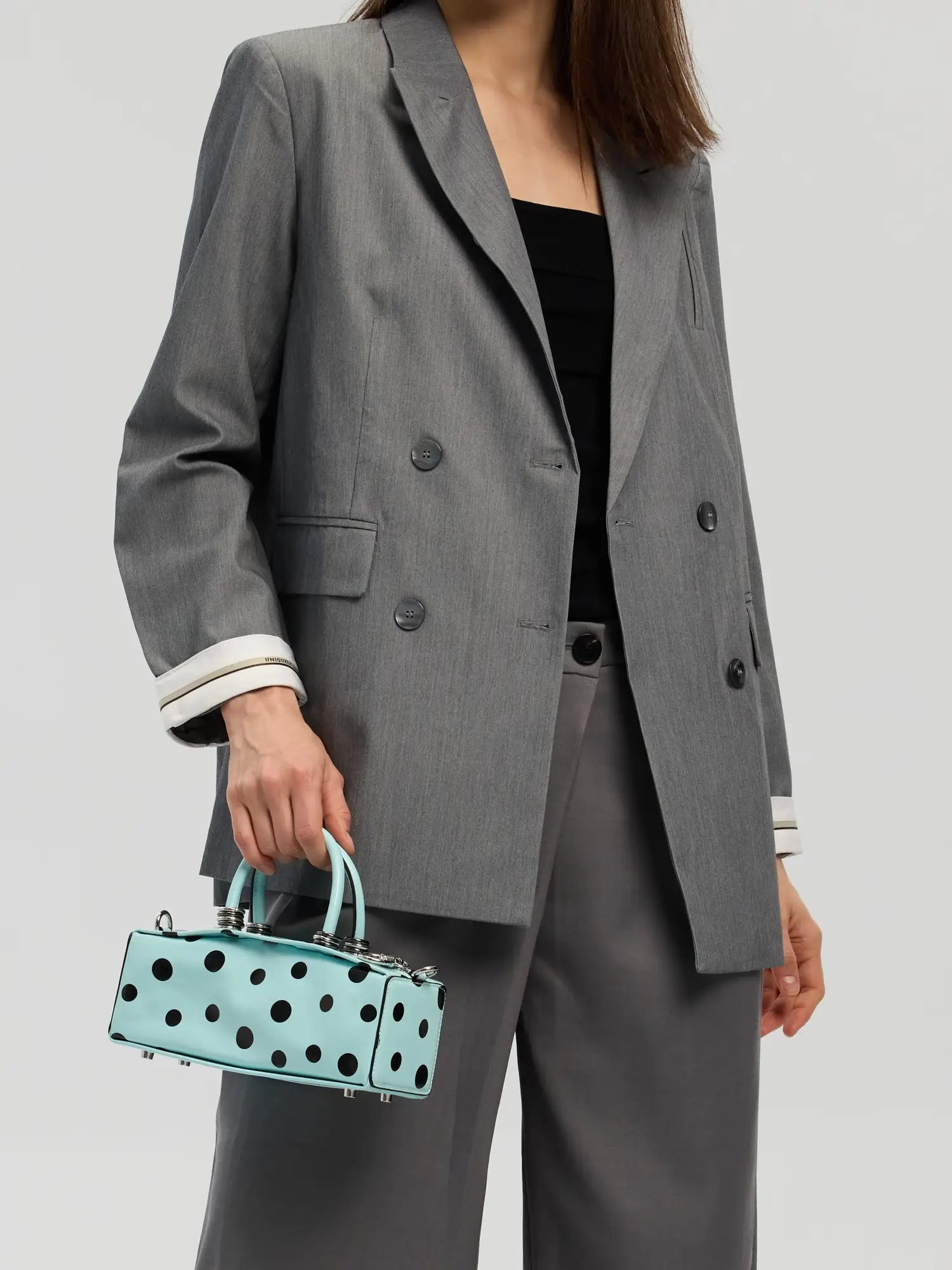 The Bar Structured Baguette · Mint Polka Dot Leather