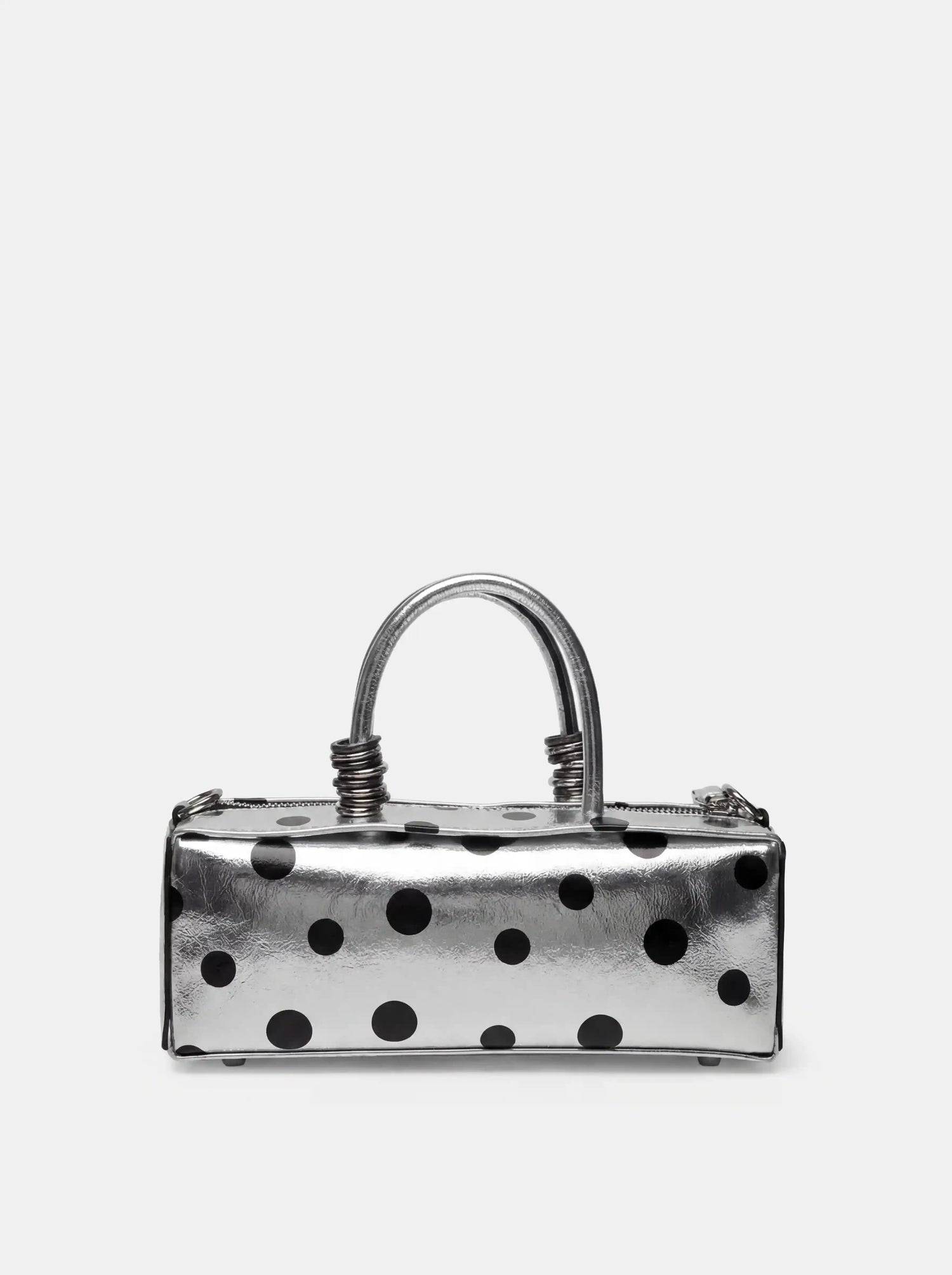 The Bar Structured Baguette · Silver Polka Dot Leather