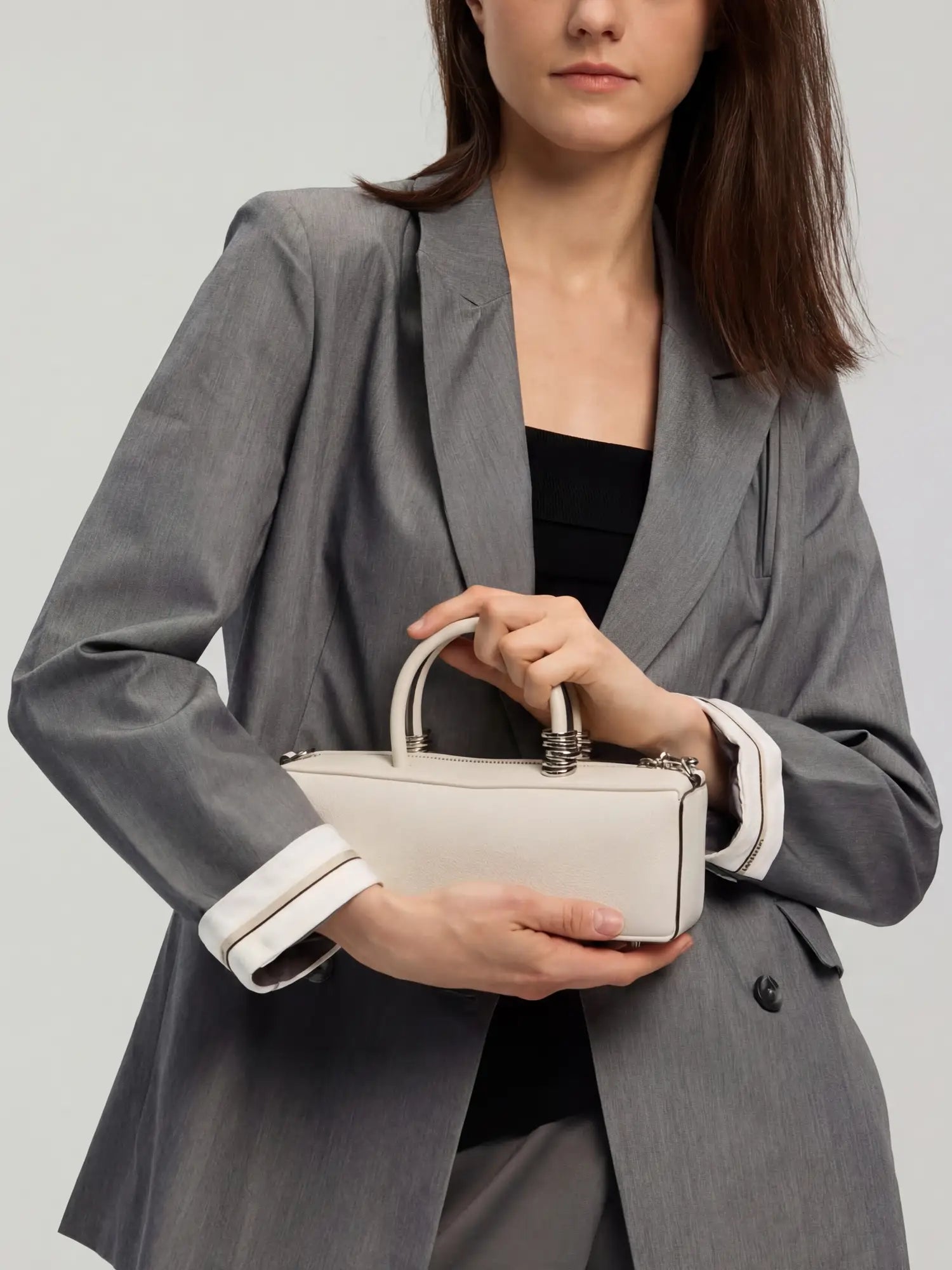 The Bar Structured Baguette · White Leather