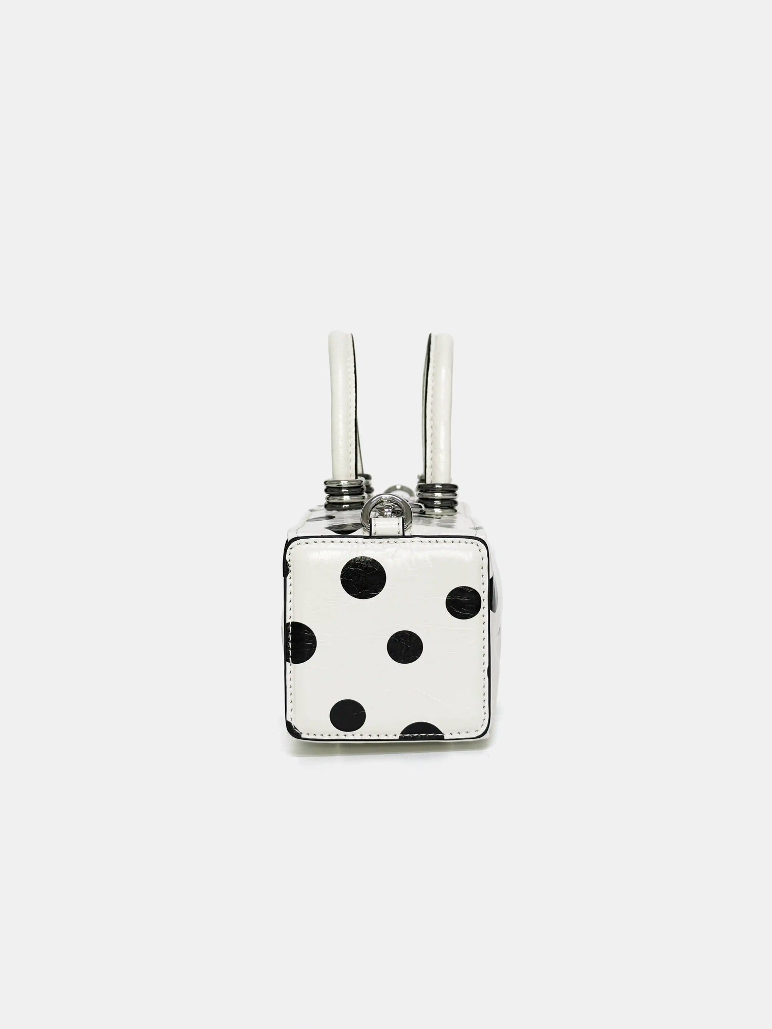 The Bar Structured Baguette · White Polka Dot Leather