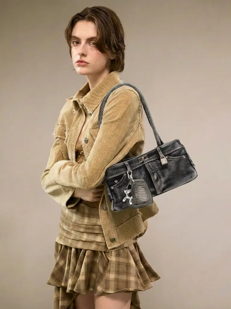 Sidewalk Muse - Washed Denim Baguette