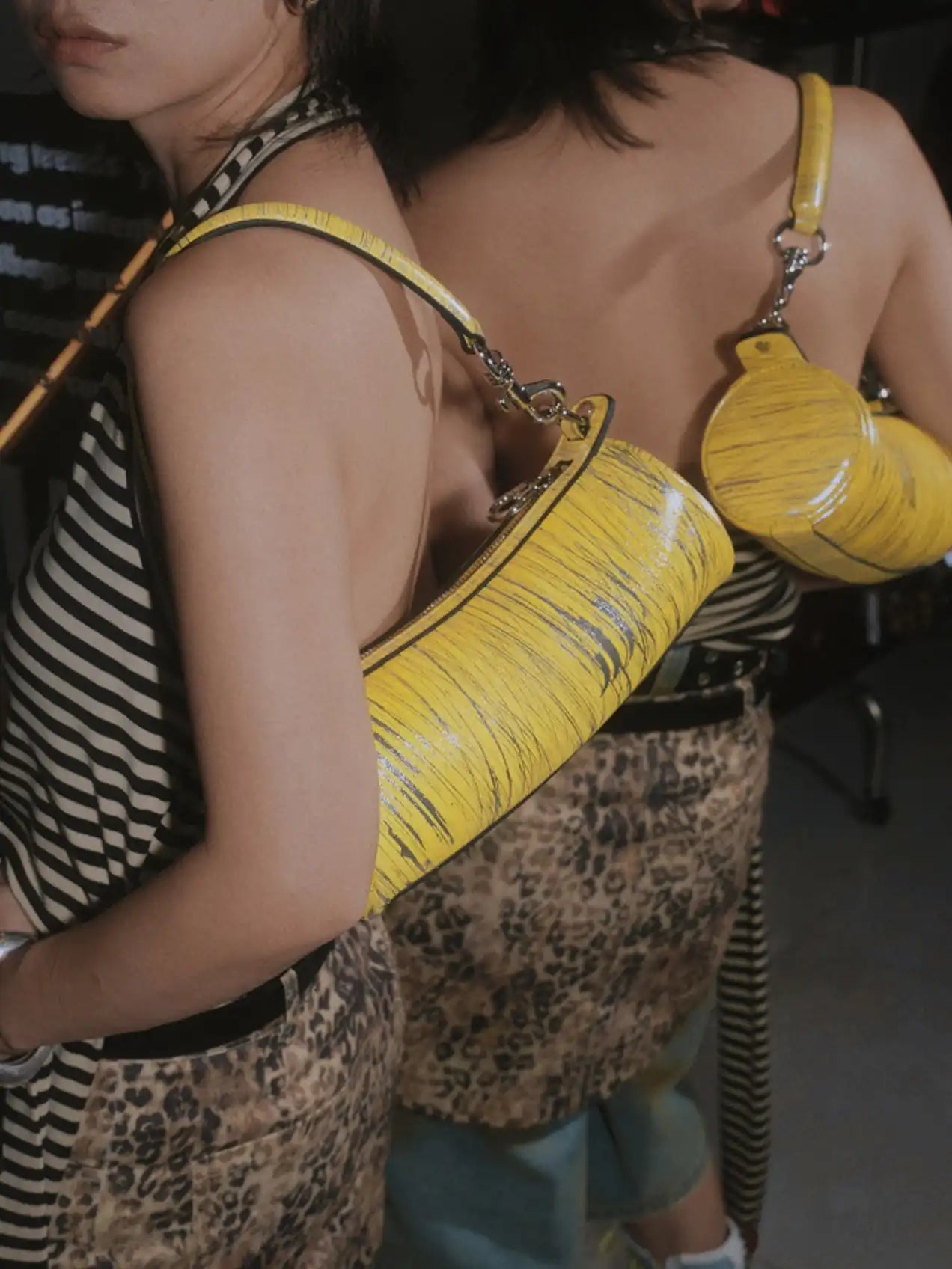 The Cyber-Mech East-West Barrel Bag · Distressed Lemon Sheepskin