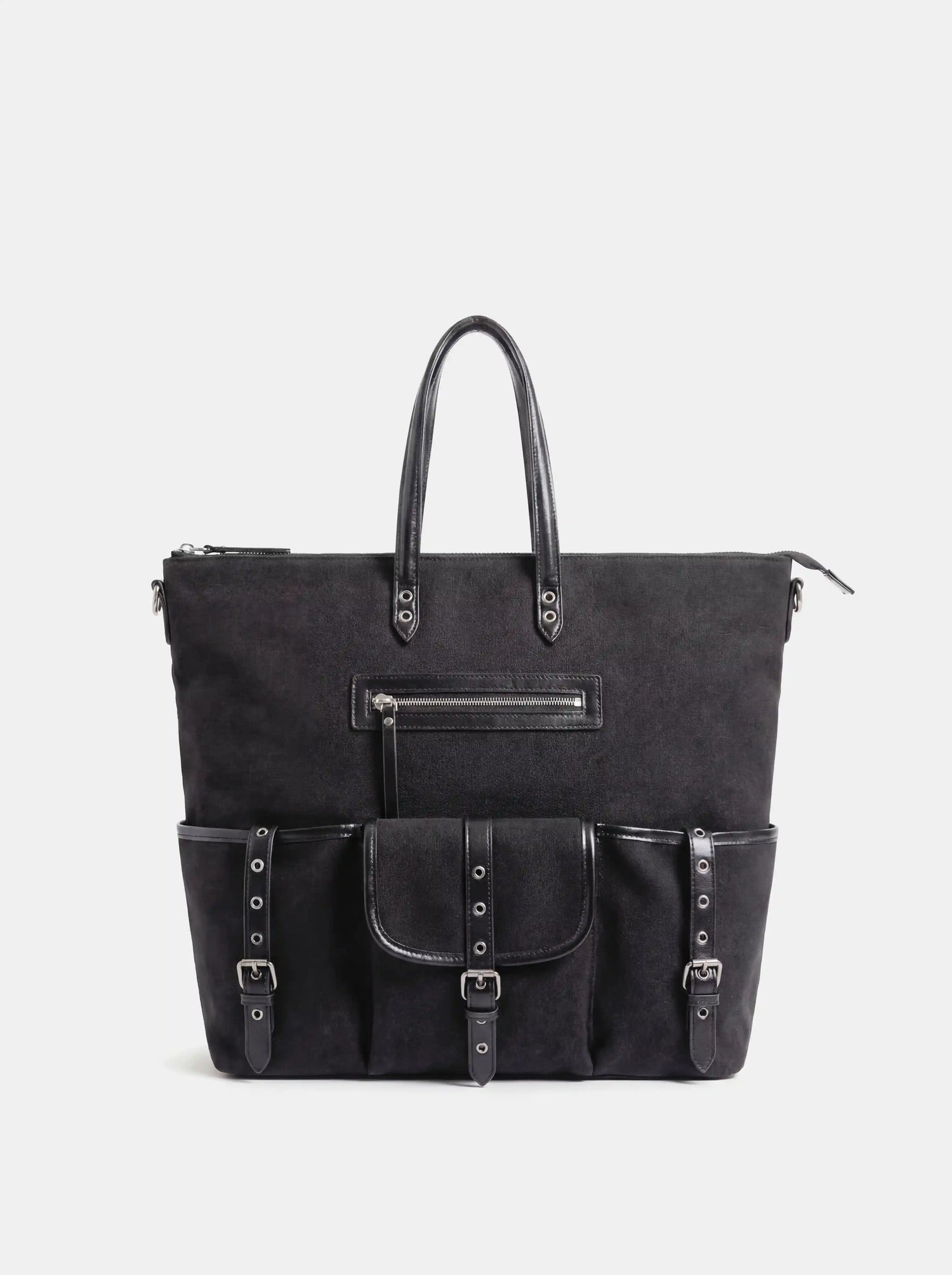 The Nomad-Utility Convertible Backpack · Black Canvas & Leather