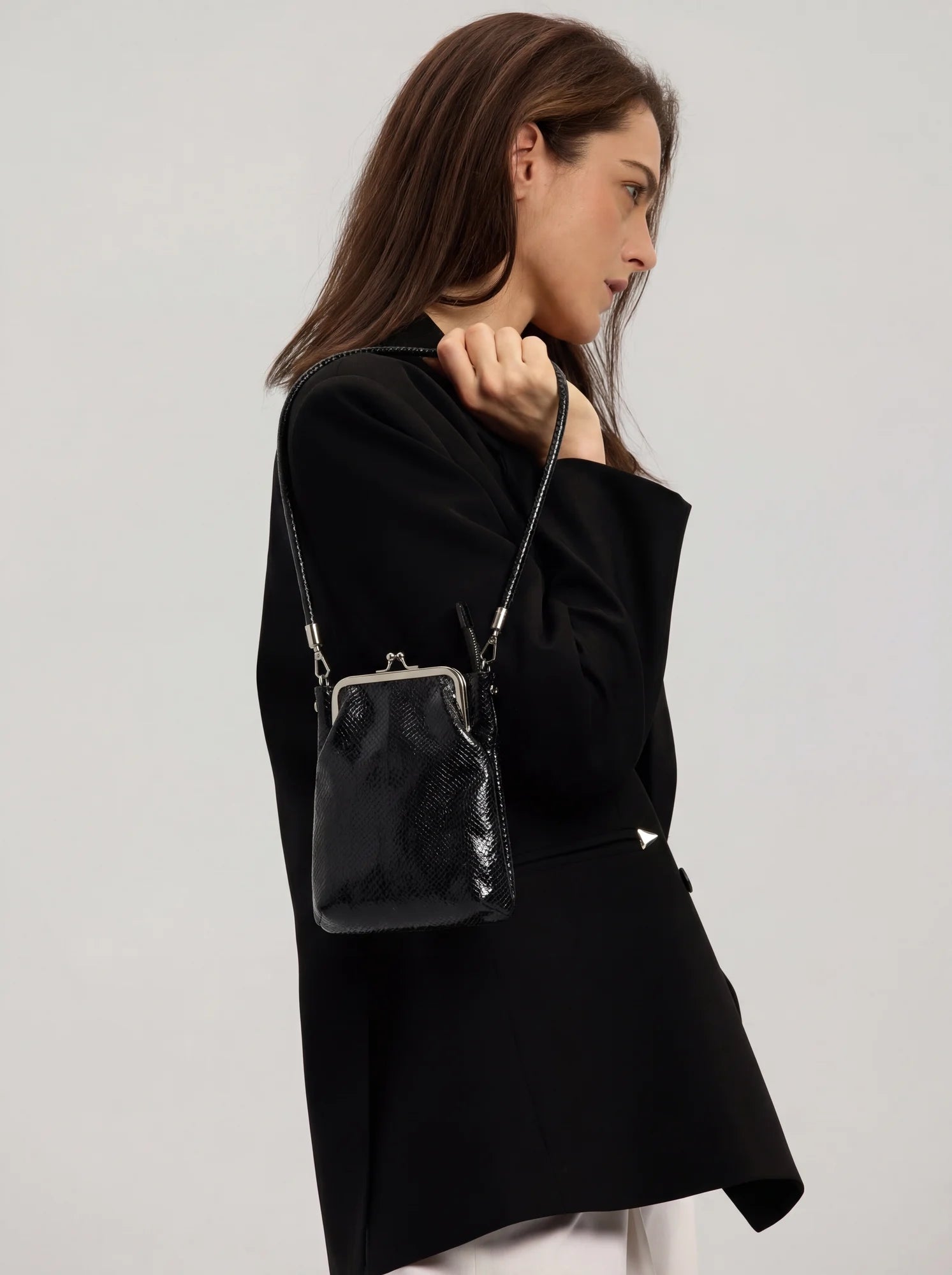 The Neo-Vintage Kiss-Lock Bag · Midnight Black Snake