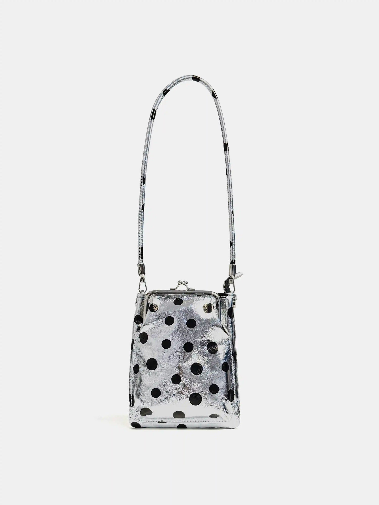 The Neo-Vintage Kiss-Lock Bag · Silver Polka Dot