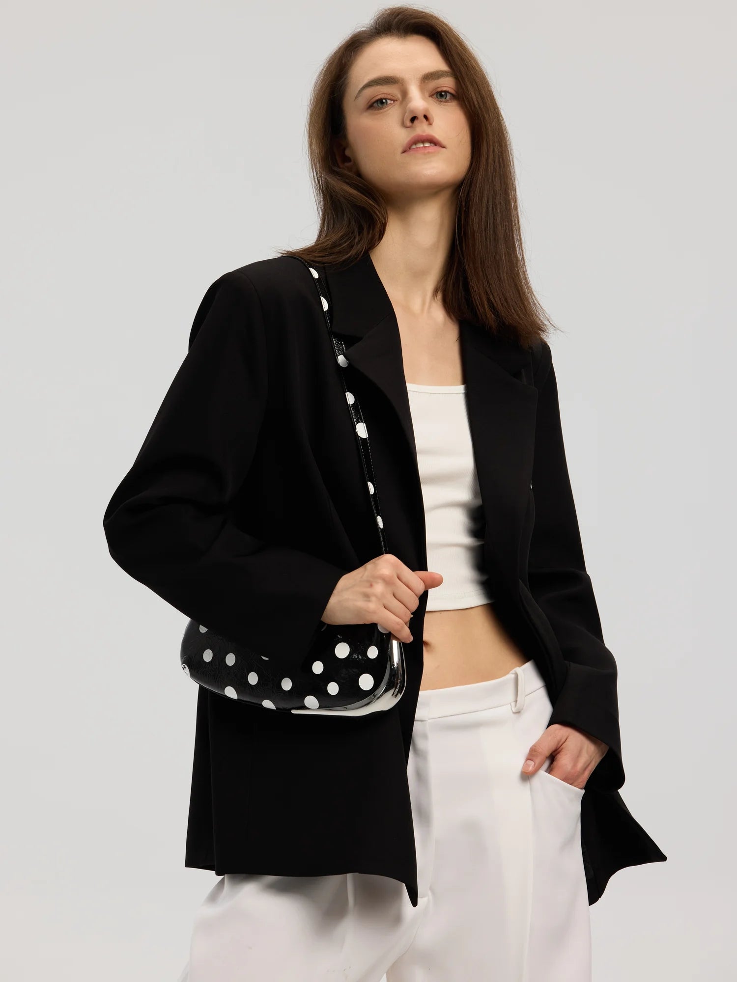The Avant Metal-Corner Baguette · Black Polka Dot